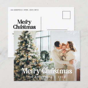 Moderne elegante waterverf botanische typografie feestdagenkaart