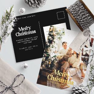 Moderne elegante waterverf botanische typografie folie feestdagen briefkaart