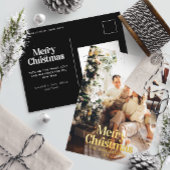 Moderne elegante waterverf botanische typografie folie feestdagen briefkaart