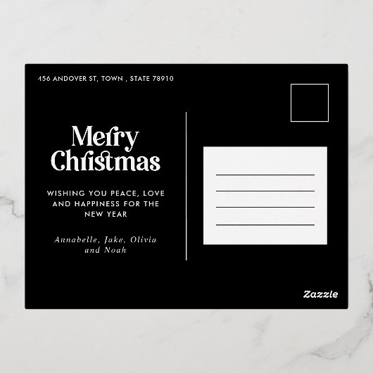 Moderne elegante waterverf botanische typografie folie feestdagen briefkaart (Achterkant)