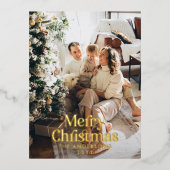 Moderne elegante waterverf botanische typografie folie feestdagen briefkaart (Voorkant)