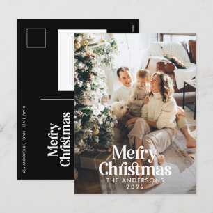 Moderne elegante waterverf botanische typografie H Feestdagenkaart