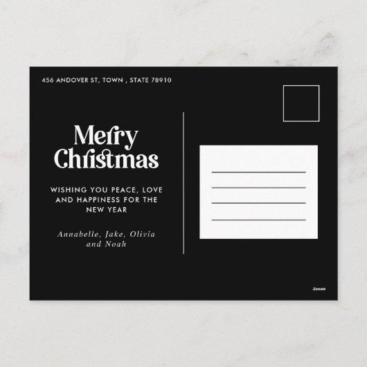 Moderne elegante waterverf botanische typografie H Feestdagenkaart (Achterkant)