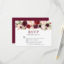 Moderne Elegante Waterverf Burgundy Bloemige Bruil