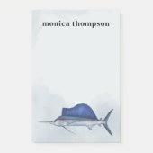 Moderne elegante Waterverf Eenvoudige blauwe zeedu Post-it® Notes (Voorkant)