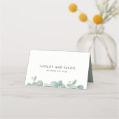 Moderne Elegante Waterverf Eucalyptus groen Plaatskaartje (Achterkant)