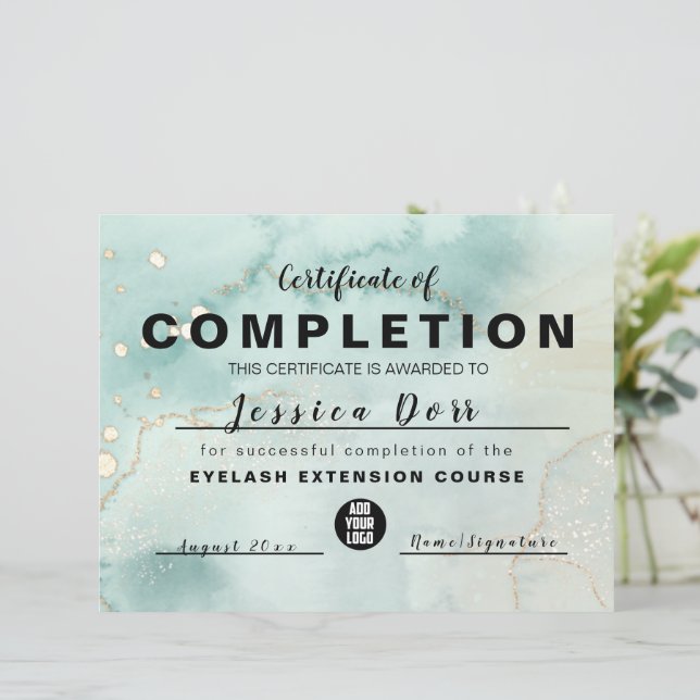 Moderne, elegante Waterverf Groen en goud (Staand voorkant)