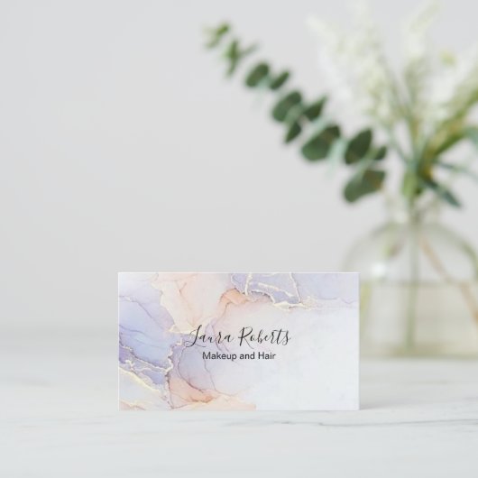 Moderne, elegante Waterverf Groen en goud Visitekaartje (Staand voorkant)