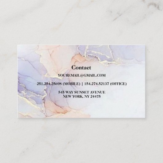 Moderne, elegante Waterverf Groen en goud Visitekaartje (Achterkant)