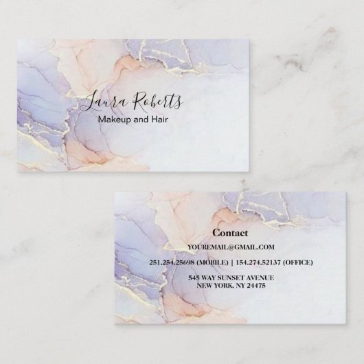 Moderne, elegante Waterverf Groen en goud Visitekaartje (Voorkant / Achterkant)