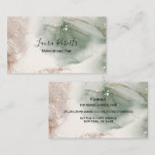 Moderne, elegante Waterverf Groen en goud Visitekaartje (Voorkant / Achterkant)