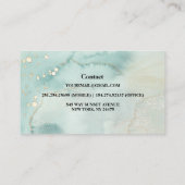 Moderne, elegante Waterverf Groene en Gold Busines Visitekaartje (Achterkant)