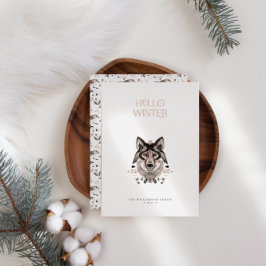 Moderne elegante Waterverf Hallo Winter niet-foto Folie Feestdagenkaart