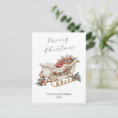 Moderne Elegante Waterverf Kerstslee Feestdagenkaart (Staand voorkant)