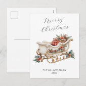 Moderne Elegante Waterverf Kerstslee Feestdagenkaart (Voorkant / Achterkant)