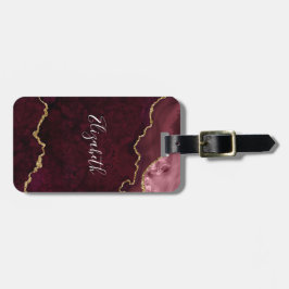 Moderne Elegante Waterverf Marmer Geode Roze Goud Bagagelabel