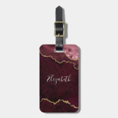 Moderne Elegante Waterverf Marmer Geode Roze Goud Bagagelabel (Voorkant verticaal)