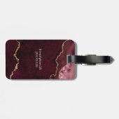 Moderne Elegante Waterverf Marmer Geode Roze Goud Bagagelabel (Achterkant horizontaal)