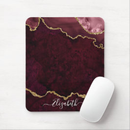 Moderne Elegante Waterverf Marmer Geode Roze Goud Muismat