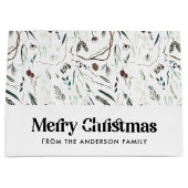 Moderne elegante waterverf met kerstmis groot cadeauzakje (Voorkant)