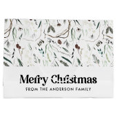 Moderne elegante waterverf met kerstmis groot cadeauzakje (Achterkant)