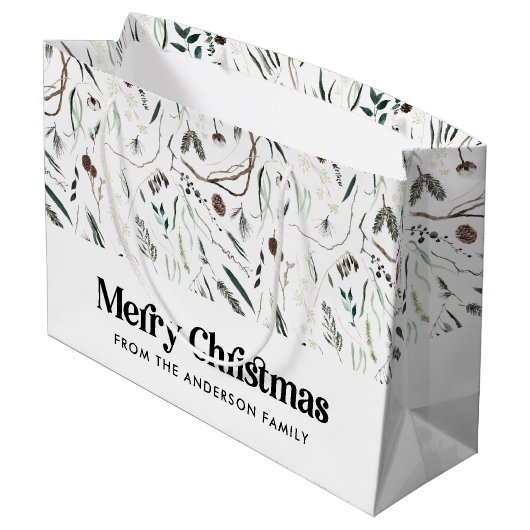 Moderne elegante waterverf met kerstmis groot cadeauzakje (Achterkant Gekanteld)