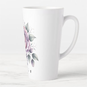 Moderne elegante waterverf mooie lavendelroos latte mok