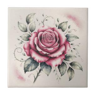 Moderne elegante waterverf mooie roze roos tegeltje