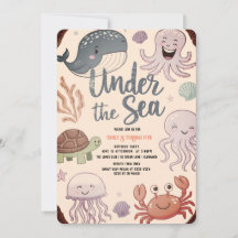 Moderne elegante waterverf onder het Zee birthday8