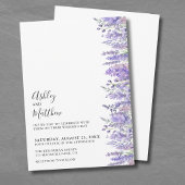 Moderne Elegante Waterverf Paarse Bloemen Bruiloft Kaart