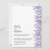 Moderne Elegante Waterverf Paarse Bloemen Bruiloft Kaart (Voorkant)