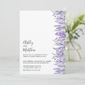 Moderne Elegante Waterverf Paarse Bloemen Bruiloft Kaart (Staand voorkant)