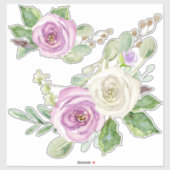 Moderne Elegante Waterverf Paarse Witte Rose Bloem Sticker (Vel)