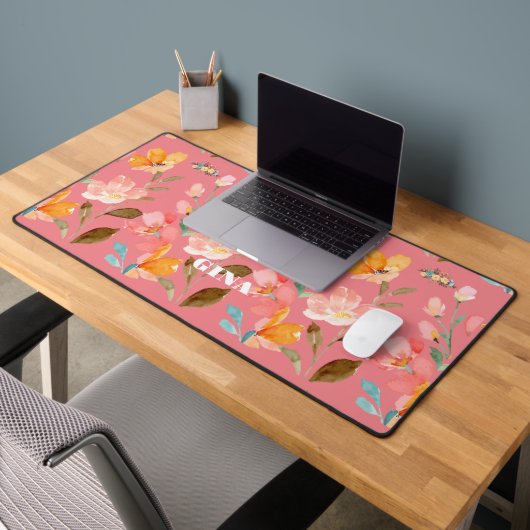 Moderne Elegante Waterverf Roze Bureaumat (Kantoor 2)