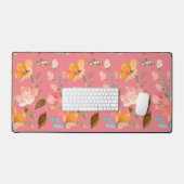 Moderne Elegante Waterverf Roze Bureaumat (Keyboard & Muis)