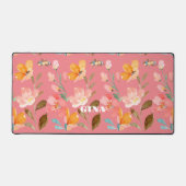 Moderne Elegante Waterverf Roze Bureaumat (Voorkant)
