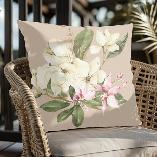 Moderne elegante Waterverf roze en witte orchideeë Kussen