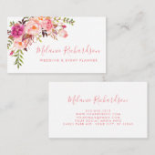 Moderne elegante Waterverf Roze Floral Visitekaartje (Voorkant / Achterkant)