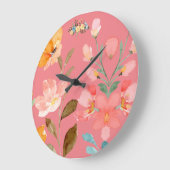 Moderne Elegante Waterverf Roze Grote Klok (Hoek)