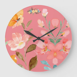 Moderne Elegante Waterverf Roze Grote Klok