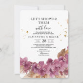 Moderne Elegante Waterverf Roze Orchidee & Pampas Kaart (Voorkant)