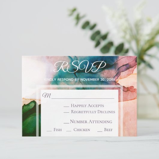 ** Moderne elegante Waterverf RSVP bruiloft (Staand voorkant)