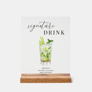 Moderne Elegante Waterverf Signature-drank Acryl Bord