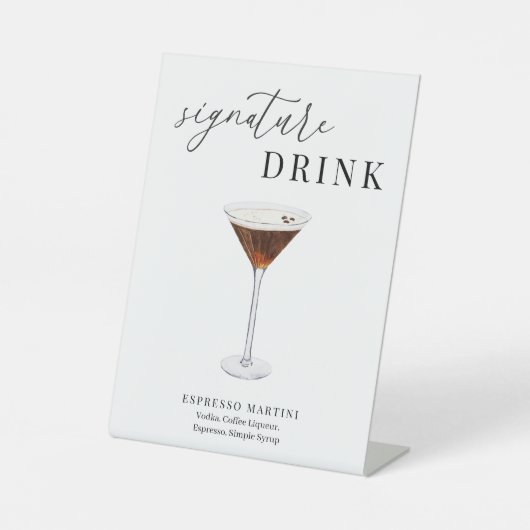 Moderne Elegante Waterverf Signature Drink Reclamebord Met Voetstuk (Voorkant)