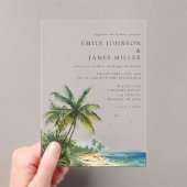 Moderne Elegante Waterverf Tropische Strand Bruilo Acryl Uitnodigingen (Insitu (Draagbaar))