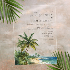 Moderne Elegante Waterverf Tropische Strand Bruilo Acryl Uitnodigingen