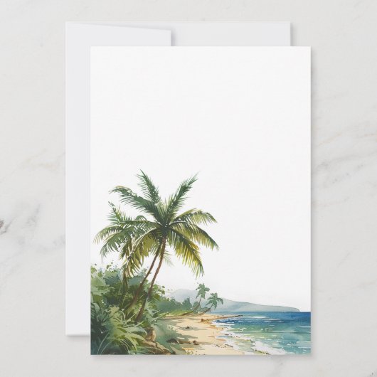 Moderne Elegante Waterverf Tropische Strand Bruilo Kaart (Achterkant)