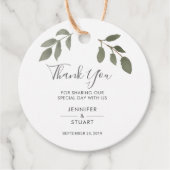 Moderne elegante Waterverf verlaat Bruiloft Dank U Bedankjes Labels (Voorkant)