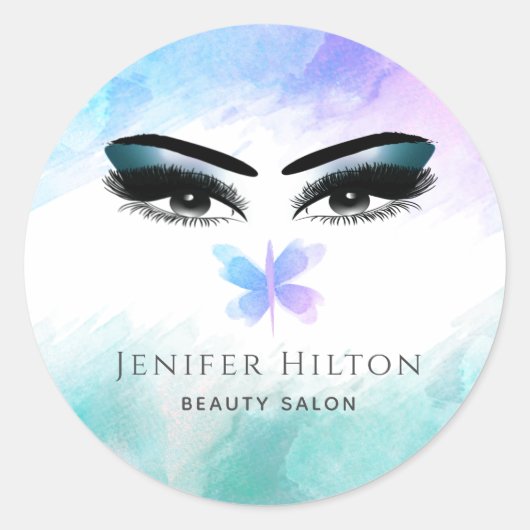 Moderne elegante waterverf verleidelijke ogen Stic Ronde Sticker (Voorkant)