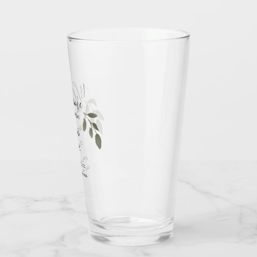 Moderne elegante waterverf vertrekt Welkomstbruilo Glas (Links)